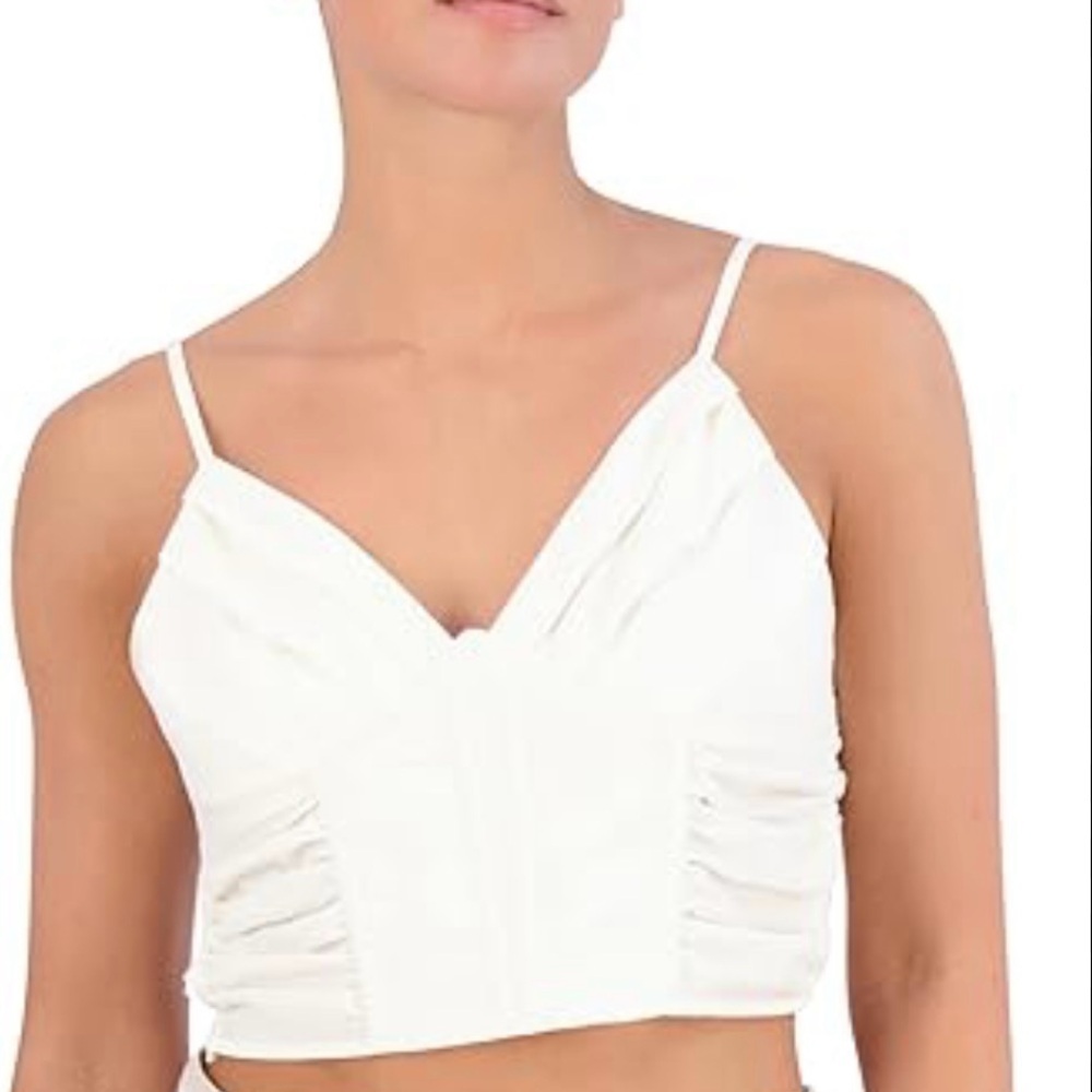 BCBG Cream Ruched Crop Camisole Top